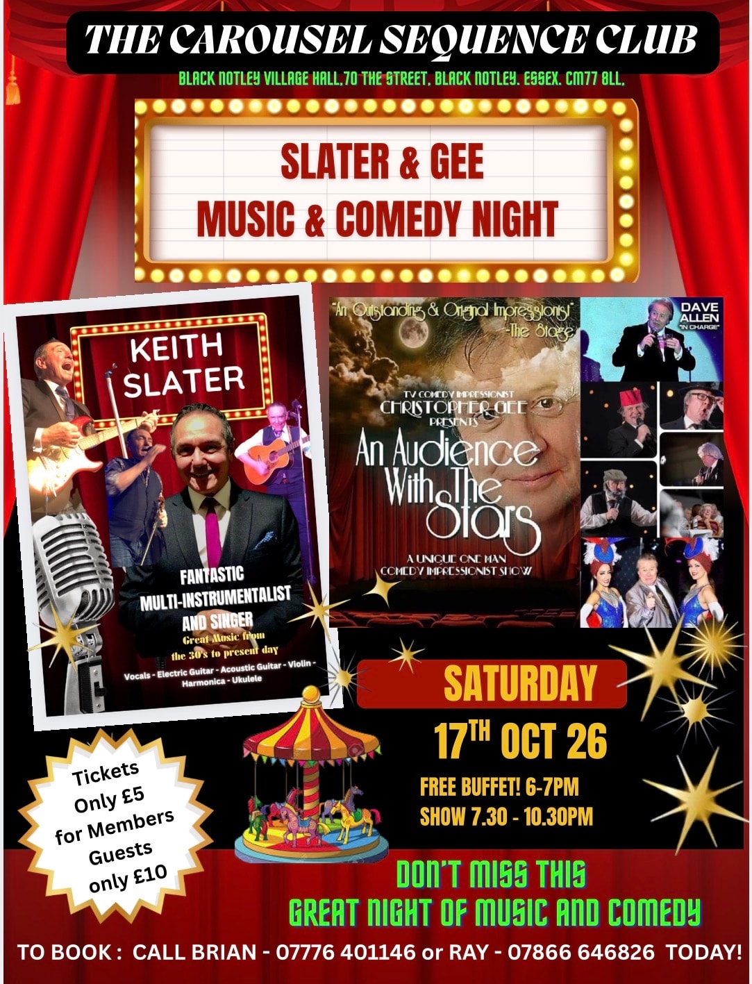 Slater & Gee Music & Comedy Night — The Carousel Sequence Club, Black Notley
